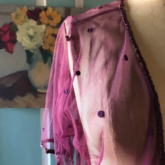 Purple mesh beaded ballerina style jacket romantic BoHo fairy - Picture 4 of 9